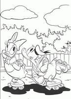 kolorowanki Kaczor Donald z Daisy na wrotkach - malowanka do wydruku numer  22